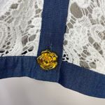 Michael Simon White Cotton Crochet Lace Denim Trim Tailored Jacket Top PS P S Photo 5