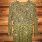 Mac Duggal  5124 Green Beaded Long Sleeve Evening Gown Size 6 Photo 7