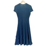 Peruvian Connection  Sweater Dress Fit Flare Ribbed Pima Cotton Blue Size Medium Photo 3