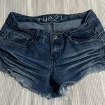 Rue 21  Dark Blue Frayed Denim Shorts Photo 0