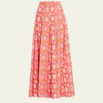 NWT FIGUE hayden Maxi skirt in batik floral raspberry print size 8 $498 cotton Pink Photo 3