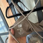 CSB sierra fade crop top sports bra criss cross open back thin straps latte Tan Size XS Photo 4