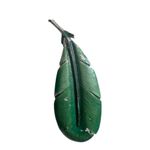 Vintage JJ Signed Satin Green Leaf Brooch Pin Textured Women's Party Accessory Photo 1