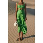 Cult Gaia  Eileen Dress XS Green Silk Rayon Side Cutout Back Zip Revolve Photo 4