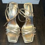 Schutz NWOT Amelia Square Gold Metallic Stiletto Heels with Dust Bag Photo 3