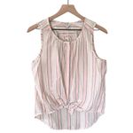 Lucky Brand NWT Striped Sleeveless Button Front Tie Top Pink White Blue Small Photo 2