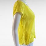Aerie Highlighter Yellow Embroidered Eyelet Woven Cotton Blouse Size Medium Photo 2