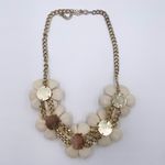 Vintage Y2K Chunky Acrylic Flower Necklace Rhinestone Jewel Statement Retro White Photo 3