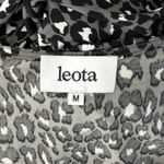 Leota Faux Wrap Midi Dress Womens M Black White Leopard Print Belted Career Photo 6