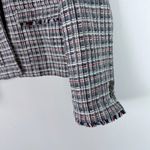 J.Crew  Tweed Fringe Plaid Blazer Jacket Navy Blue Red White Size 10 EUC Photo 3