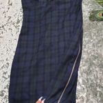 ZARA Plaid Green/Blue Side Zippers Strapless Dress Photo 2