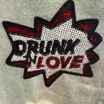 POL NWT  Distressed Light Wash Jeans Sequin Patchwork Cropped Raw Hem Small Photo 2