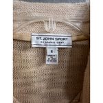 St. John SPORT Beige Knit Gold Zip Mock Neck Jacket Cardigan Wool Blend Small VTG Photo 5