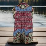 Mix Print‎ Floral Shirtdress Ruffle Sleeve Button Down Boho Hippy Retro L? Yellow Size L Photo 2