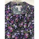 Sag Harbor Black Purple Floral Short Sleeve Button Up Midi Skirt Set PXL Photo 3