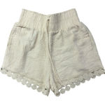 Womens Gauze Crochet Lace Trim Shorts Elastic Waist Beach Cover Up Shorts Size L Photo 0