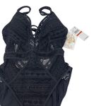 Becca Color Play Black Crochet Plunge Show and Tell One Piece Swimsuit XS NEW Photo 5
