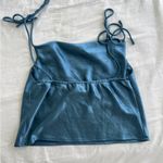 Princess Polly Satin Cowl Neck Blue Top with Tie Straps Photo 2