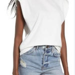 Ten Sixty Sherman  Ivory Padded Shoulder Muscle Tee T Shirt Women Size Medium NWT Photo 0