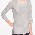 Athleta Threadlight Striped Long Sleeve Shirt Grey Cream Stripe Womens Small Photo 7