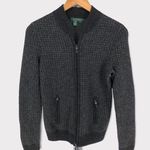 Ralph Lauren Lauren Jacket Lambswool Houndstooth Charcoal Grey Long Sleeve Zip Photo 0