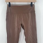 TAGOO Leggings Size Small Brown Liquid Shiny Stretch High Waist Tummy Control Photo 6