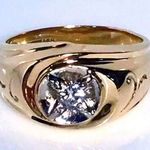 14KT RETRO 1950's MID CENTURY MODERN .21 CARAT FIREY DIAMOND SOLID Y GOLD RING Photo 0
