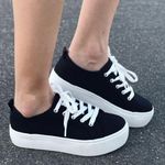 Soda Black Canvas Lace Up Sneaker Photo 1