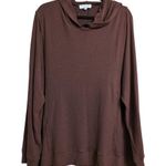 Michael Stars Emmy Hooded Cropped Sweatshirt Brown Madison Brushed Jersey 3X New Photo 0