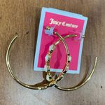 Juicy Couture  E Gem Stone Gold Tone Hoop Earrings Photo 2