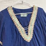 Judith March  Blue Boho Long Flutter Sleeve Midi Size L Peasant Farm Photo 3
