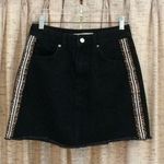 Topshop Moto Black Denim Skirt With Leopard Side Stripe Photo 0