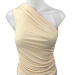 ZARA  Cream One Shoulder Sleeveless Ruched Stretch Drapey Blouse Top Size XS Photo 0