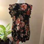 American Eagle  Outfitters Black Floral Ruffled Blouse Size M Photo 8