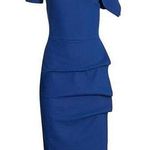 Chiara Boni Arabela Deep Navy Blue Off the Shoulder Sheath Cocktail Dress Size 12 Photo 0