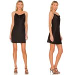 Alice + Olivia Harmony Chain-trimmed Satin Drapey Slip Black Mini Dress sz 8 Photo 1