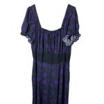 Cosmic Aura Black Purple Rose Maxi Dress Square Neck‎ Size 2X Photo 1