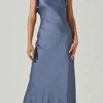 ASTR the Label BRYNA RUFFLE STRAP SATIN MAXI DRESS SZ XS slate blue Photo 0