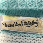 Diane Von Furstenberg Vintage  Sweater Mock Neck 80's Aqua & White Size Small S Photo 2