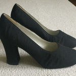 Vintage 90s Unlisted Black Chunky Fabric High Heel Shoes Photo 0