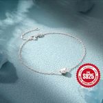 925 Silver Thin Chain Heart Bracelet New in Packaging 18K Gold Plated Photo 2