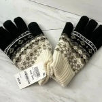 Jenni  Fair Isle Design Plush Lined Gloves Black/Ivory One Size O/S Photo 0