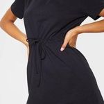 Pretty Little Thing PLT Black Drawstring Tie Waist T-Shirt Mini Dress - 4 (S) Photo 0