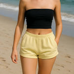 Free People starfruit yellow terry cloth shorts size medium Photo 0