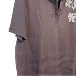 Fabiana Filippi Embroidered Silk and Cotton Contrasting Polo Shirt XXL Purple Size 18 Photo 4