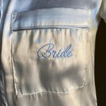Buttons White satin Bride pj top with baby blue piping, embroidery and  Photo 1