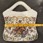 Vintage White Beaded Floral Tapestry Evening Handbag Small Romantic Hong Kong Photo 7