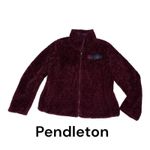 Pendleton womens medium red burgundy zip up jacket schaket warm cozy fall plaid Photo 2