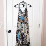 Notice Womens Y2K Floral Silk Halter Maxi Dress Size Small Fairy Boho Earthy VTG Photo 1