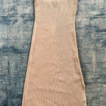 WAYF '98 Beige Ribbed Knit T Back Midi Dress with Side Slit Size 1X Photo 0